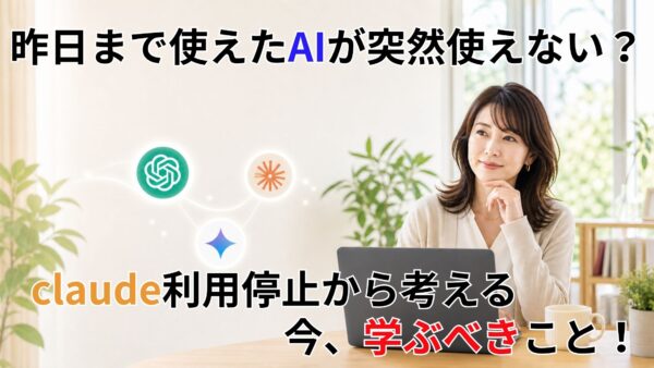 昨日まで使えたAIが突然使えない？Claude利用停止から考える今、学ぶべきこと！
