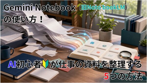 Gemini Notebook（旧NotebookLM）の使い方！AI初心者が仕事の資料を整理する5つの方法