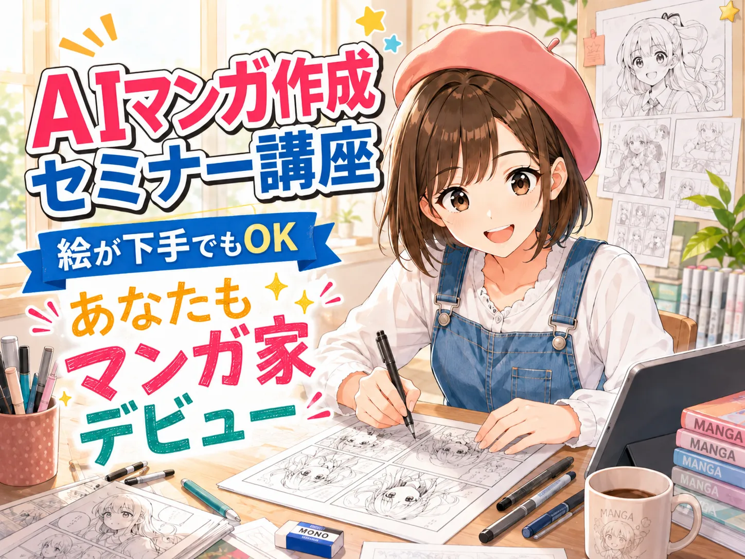 AIマンガ作成セミナー講座 絵が下手でもOKのイメージ