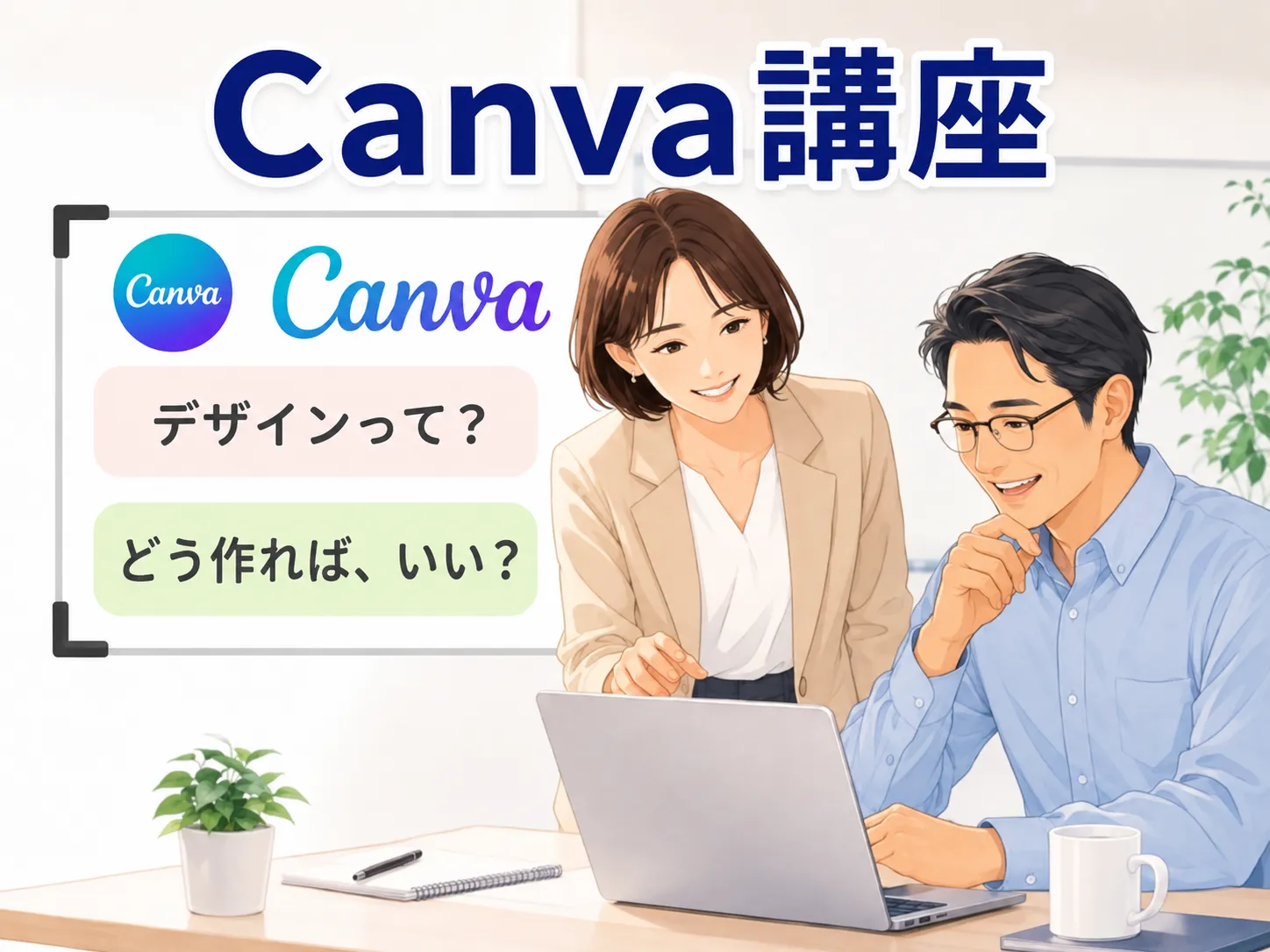 Canva講座 デザイン作成の相談に対応するイメージ
