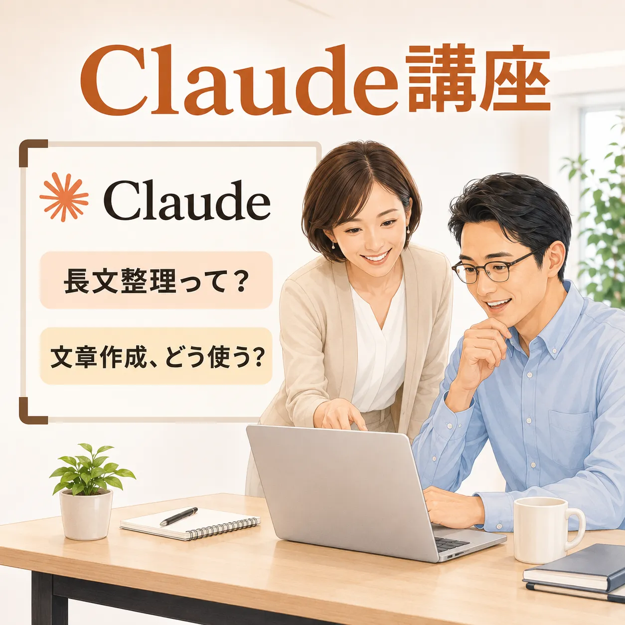 Claude講座 長文整理・文章作成の相談に対応するイメージ