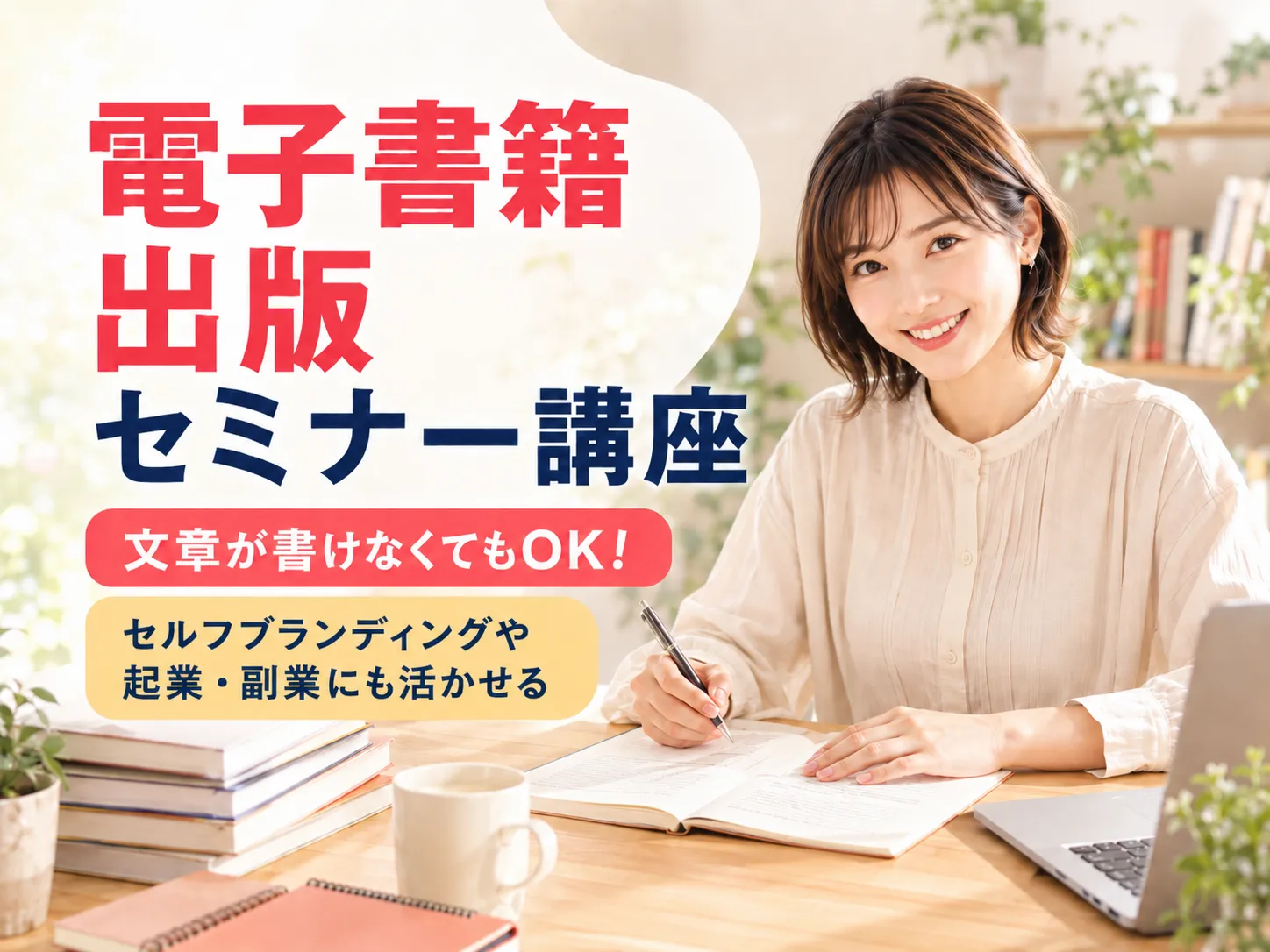 電子書籍出版セミナー講座 文章が書けなくてもOKのイメージ